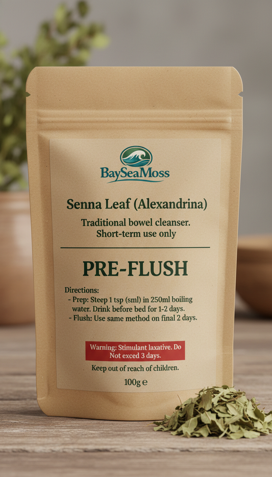 BaySeaMoss Senna Leaf (Alexandrina) - Natural Bowel Cleanser | Pre-Flush Herbal Tea - 100g
